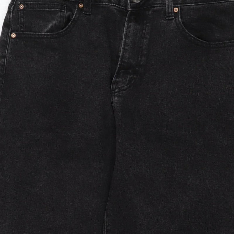 Marks & Spencer Women Black UK 12 Straight Raw Hem Denim Jeans