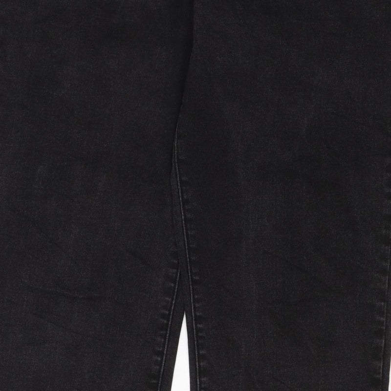 Marks & Spencer Women Black UK 12 Straight Raw Hem Denim Jeans