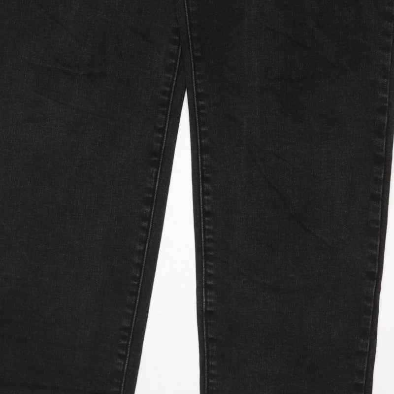 Marks & Spencer Women Black UK 12 Straight Raw Hem Denim Jeans