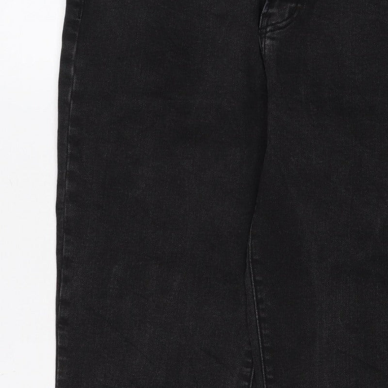 Marks & Spencer Women Black UK 12 Straight Raw Hem Denim Jeans