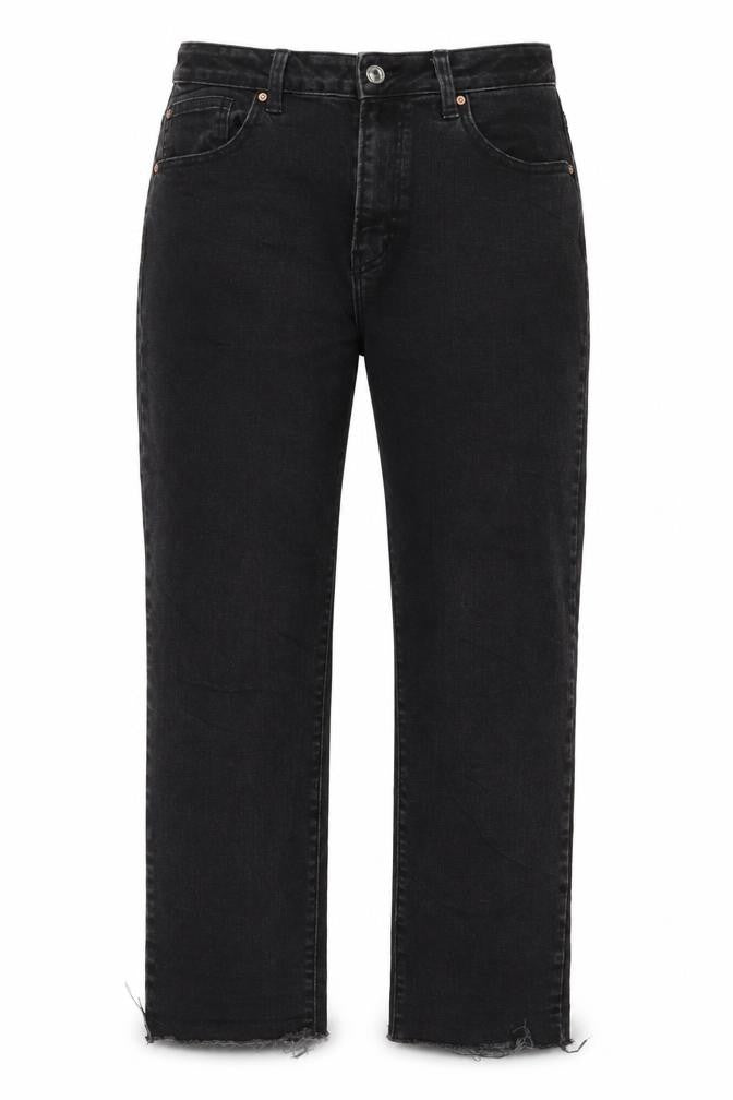 Marks & Spencer Women Black UK 12 Straight Raw Hem Denim Jeans