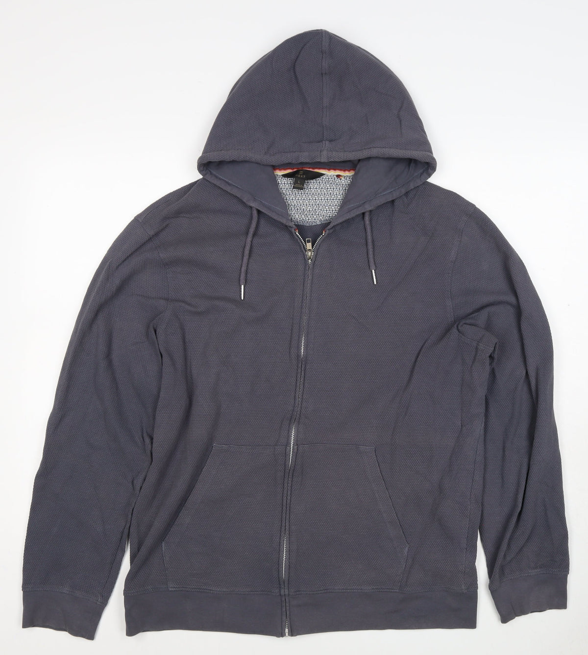 Next Men’s Blue L Full Zip Hooded Cotton Blend Hoodie