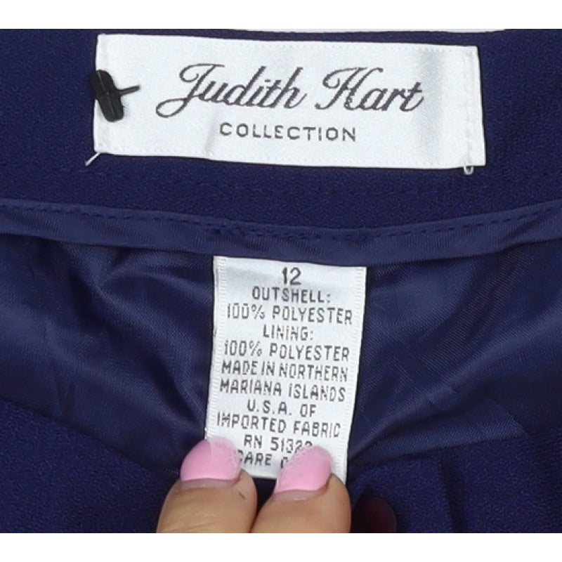 Judith Hart Women's Blue Size 12 Straight Leg Lined Dress Trousers