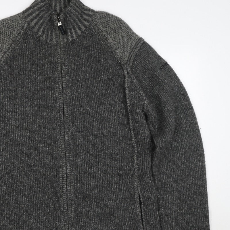 DKNY Jeans Men’s Grey L Full Zip Lambswool Knit Jumper High Neck