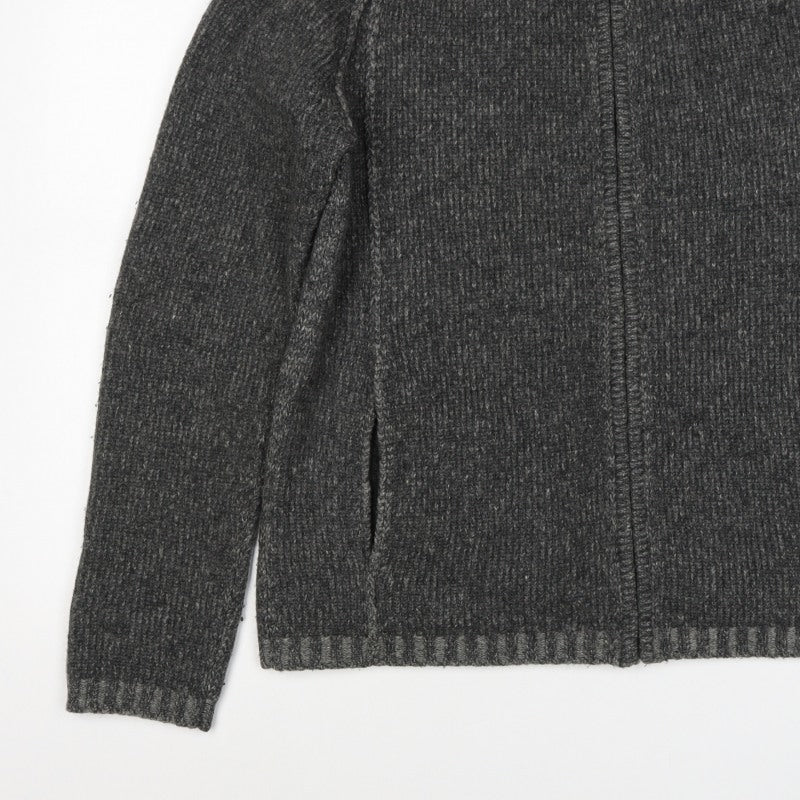 DKNY Jeans Men’s Grey L Full Zip Lambswool Knit Jumper High Neck