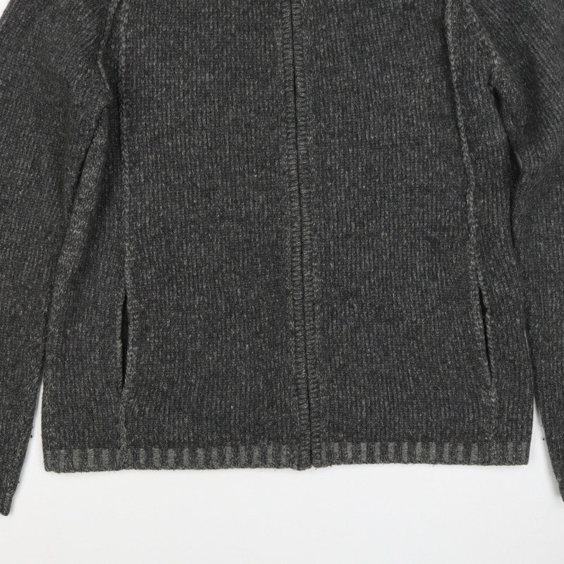 DKNY Jeans Men’s Grey L Full Zip Lambswool Knit Jumper High Neck