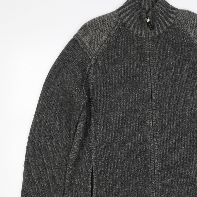 DKNY Jeans Men’s Grey L Full Zip Lambswool Knit Jumper High Neck