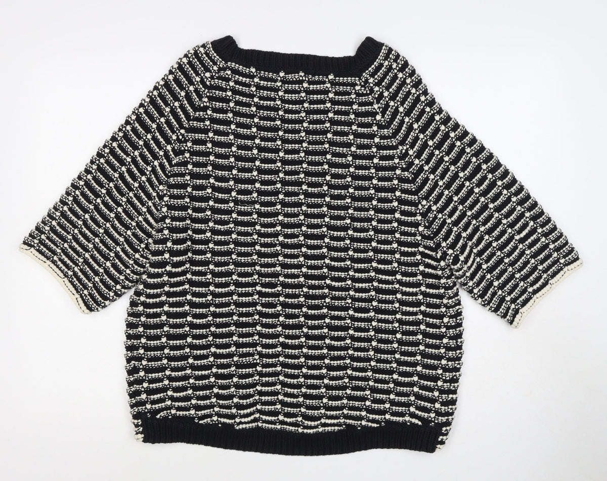 Next Women’s Black Ivory Striped Knit Pullover Jumper Size M