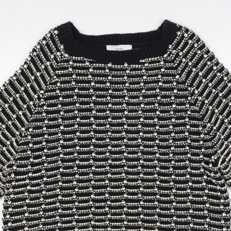 Next Women’s Black Ivory Striped Knit Pullover Jumper Size M