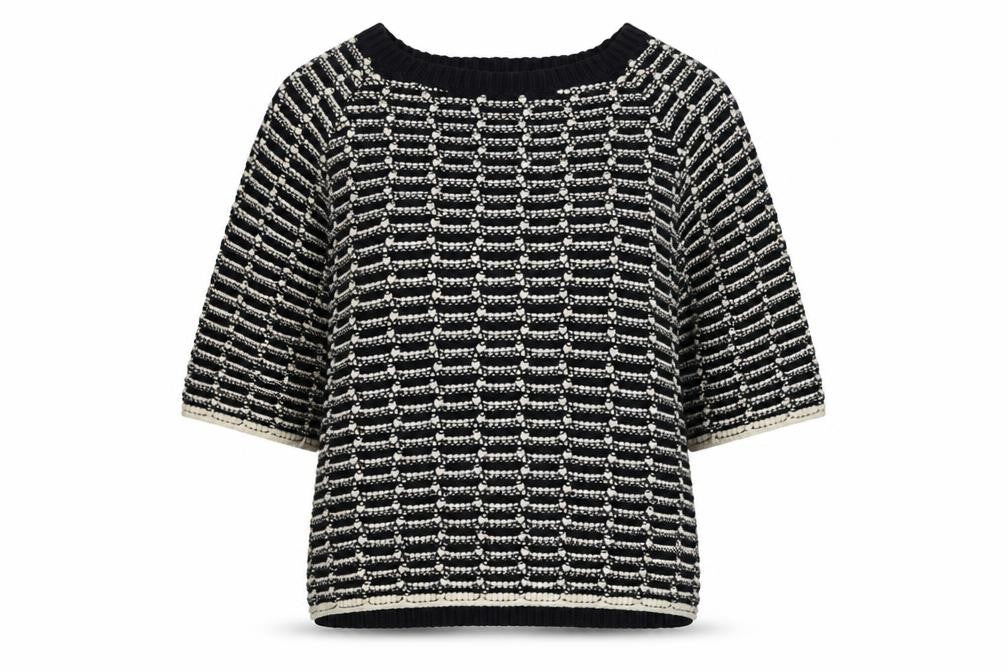 Next Women’s Black Ivory Striped Knit Pullover Jumper Size M