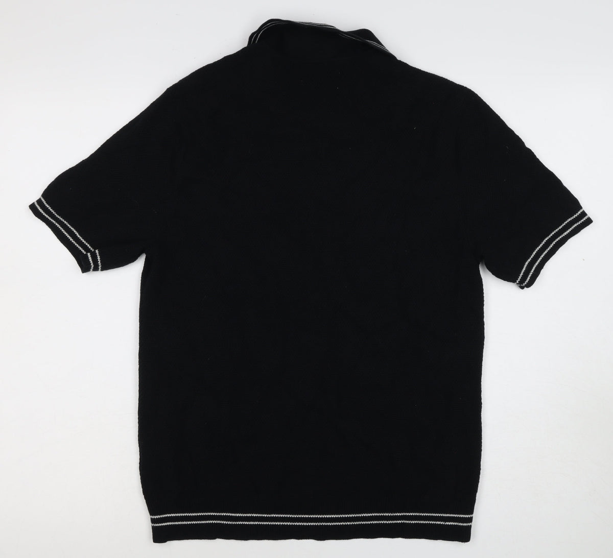 American Eagle Men’s Black S Cotton Polo Shirt Contrast Trim