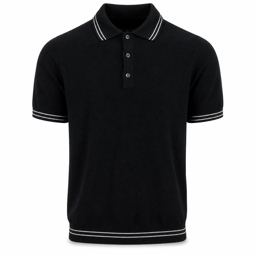 American Eagle Men’s Black S Cotton Polo Shirt Contrast Trim
