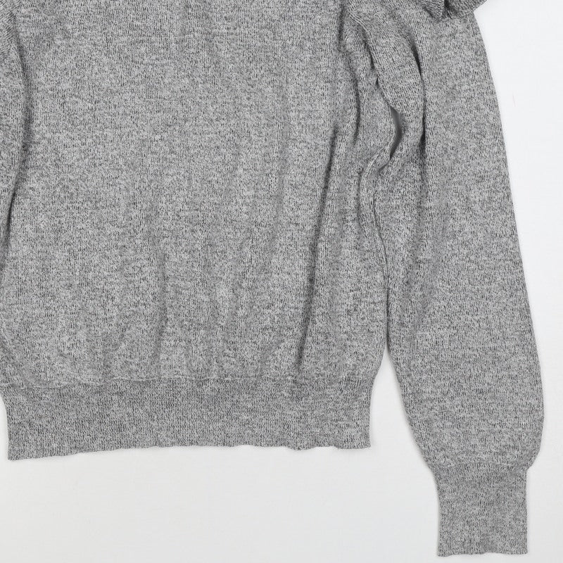Topshop Women’s Grey UK 10 Ruffle Crew Neck Knit Pullover Jumper