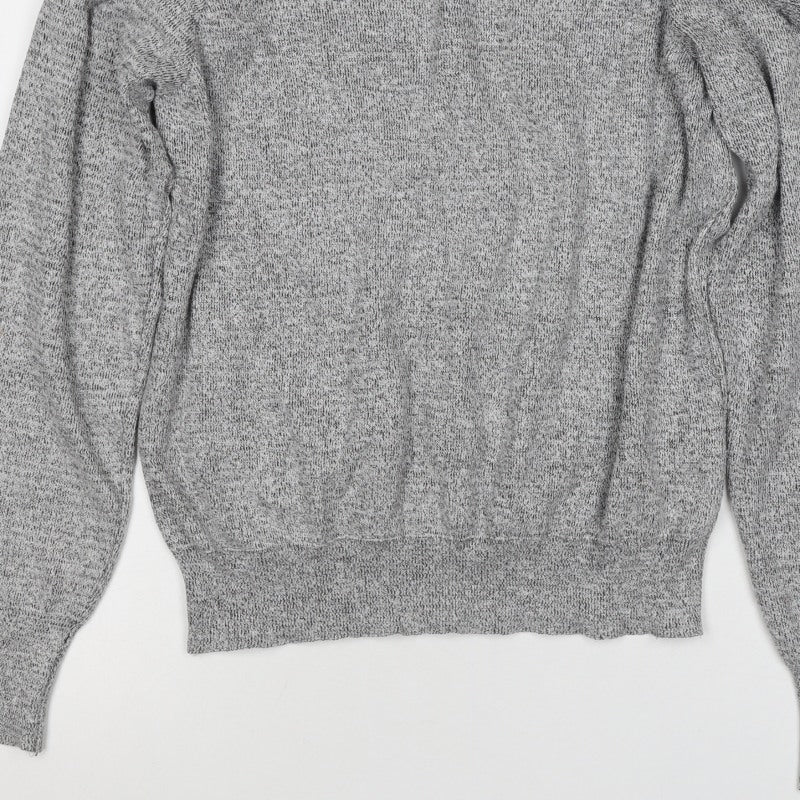 Topshop Women’s Grey UK 10 Ruffle Crew Neck Knit Pullover Jumper