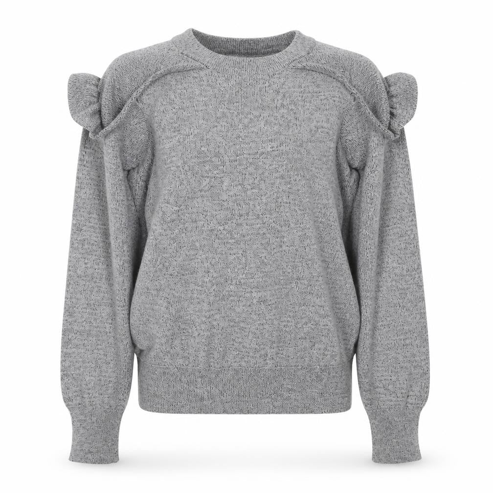 Topshop Women’s Grey UK 10 Ruffle Crew Neck Knit Pullover Jumper
