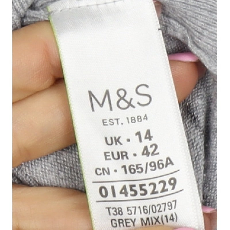 Marks & Spencer Women’s Grey Floral Viscose Jumper UK 14 Round Neck