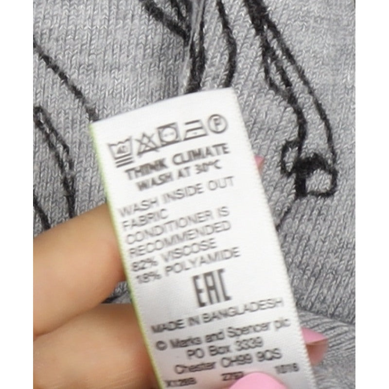 Marks & Spencer Women’s Grey Floral Viscose Jumper UK 14 Round Neck