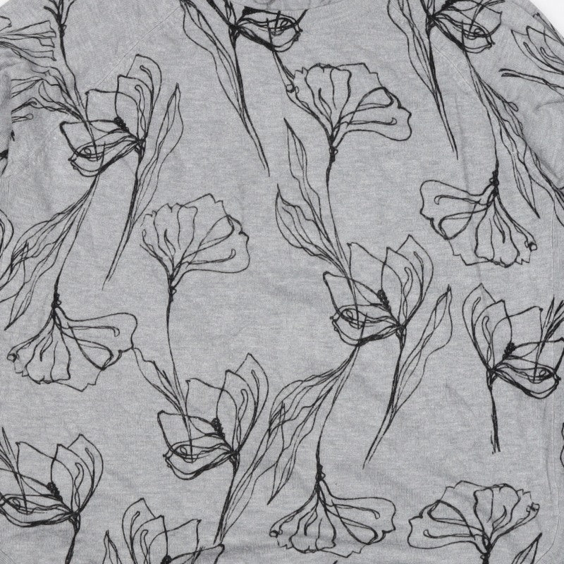 Marks & Spencer Women’s Grey Floral Viscose Jumper UK 14 Round Neck