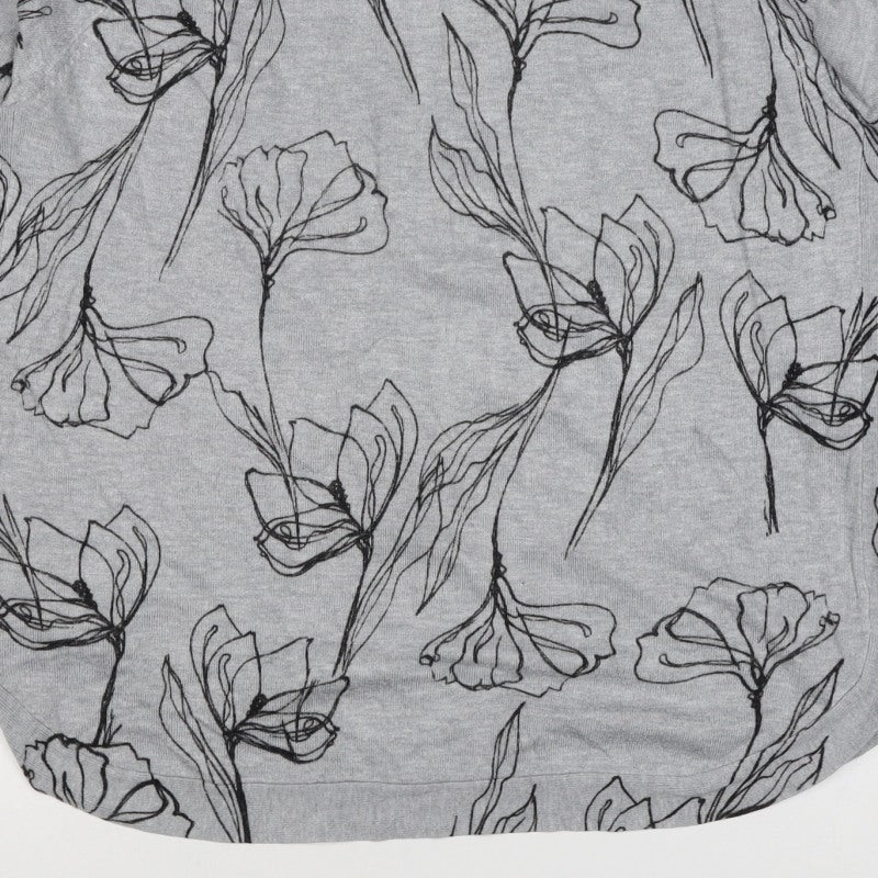 Marks & Spencer Women’s Grey Floral Viscose Jumper UK 14 Round Neck