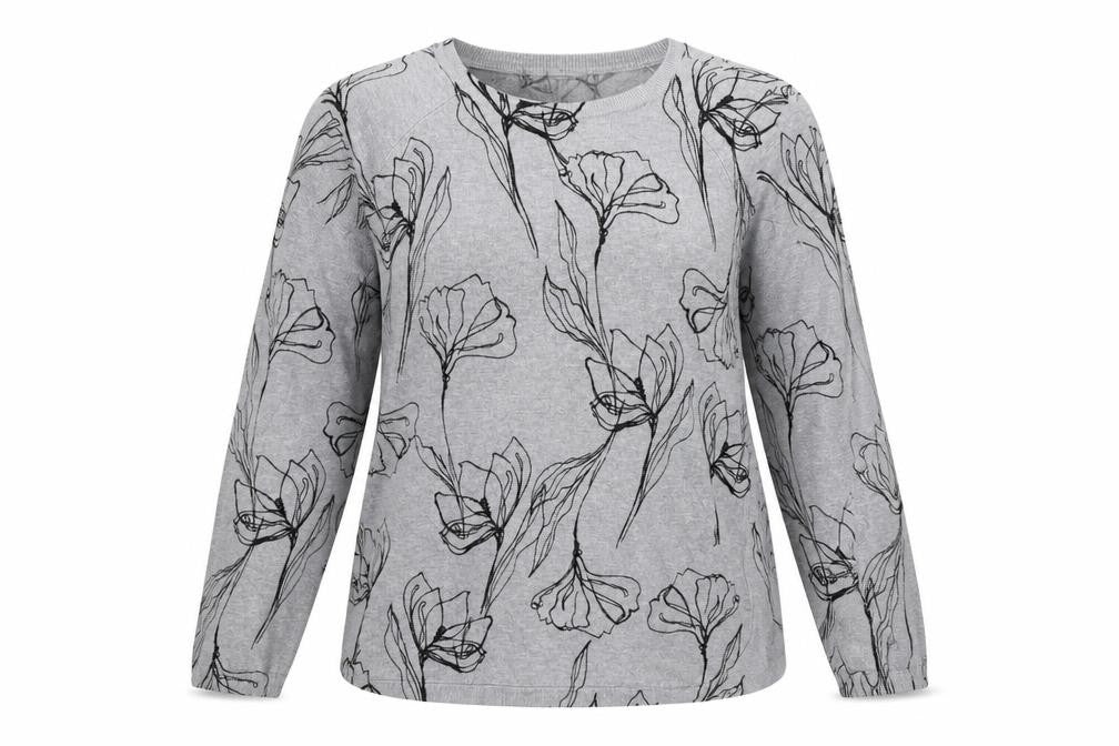 Marks & Spencer Women’s Grey Floral Viscose Jumper UK 14 Round Neck