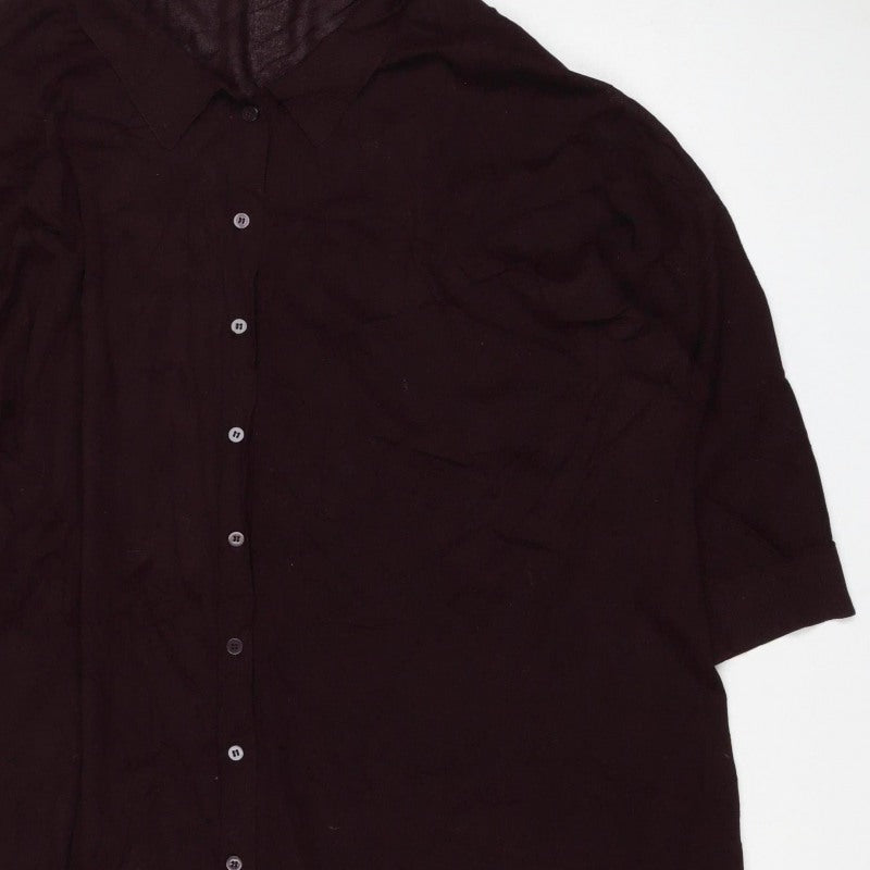 Phase Eight Women Brown UK 18 Long Sleeve Collared Button Viscose Blouse