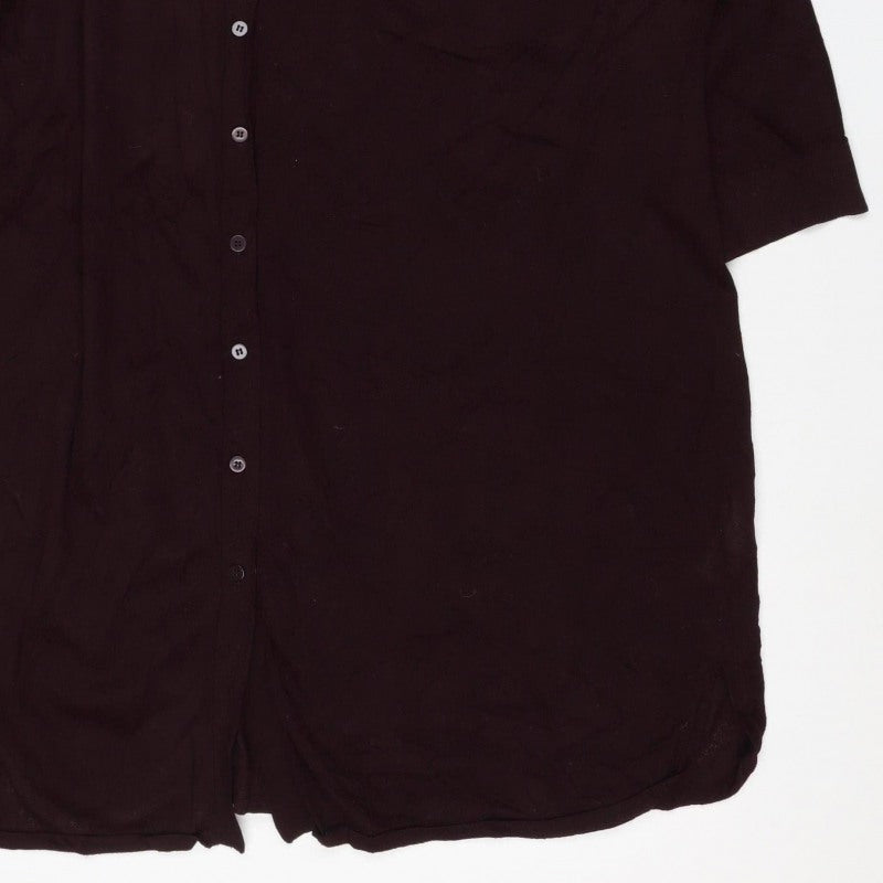 Phase Eight Women Brown UK 18 Long Sleeve Collared Button Viscose Blouse