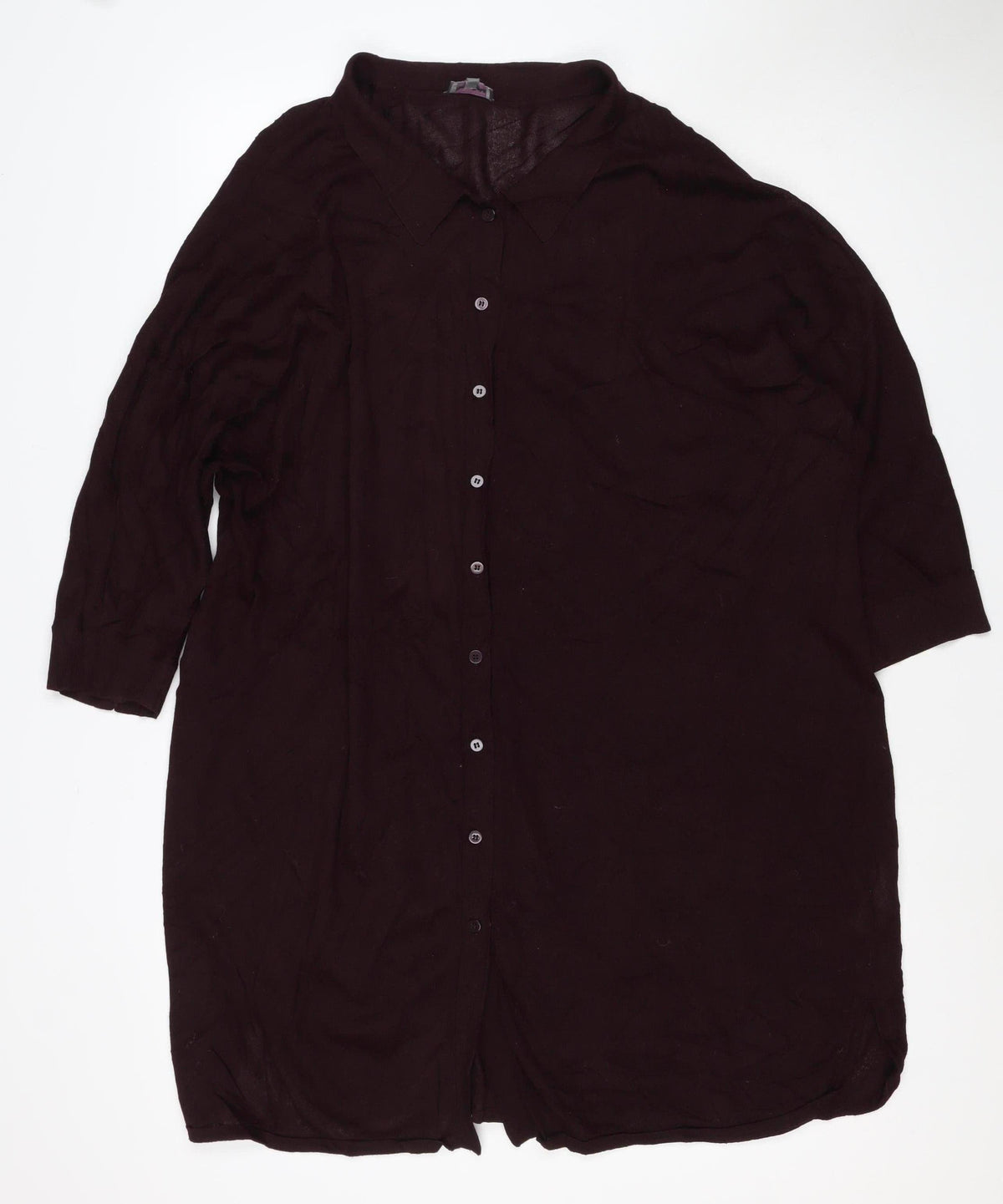 Phase Eight Women Brown UK 18 Long Sleeve Collared Button Viscose Blouse