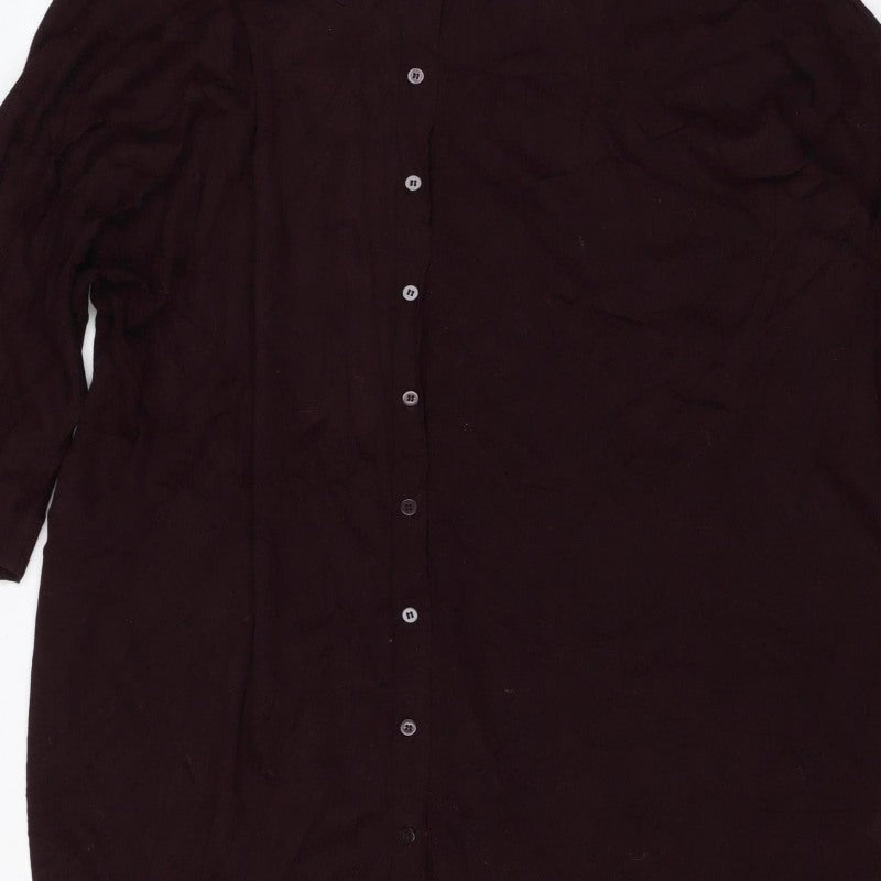 Phase Eight Women Brown UK 18 Long Sleeve Collared Button Viscose Blouse
