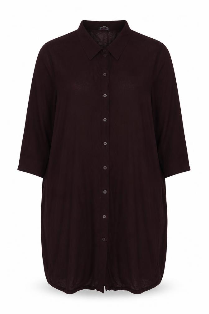 Phase Eight Women Brown UK 18 Long Sleeve Collared Button Viscose Blouse