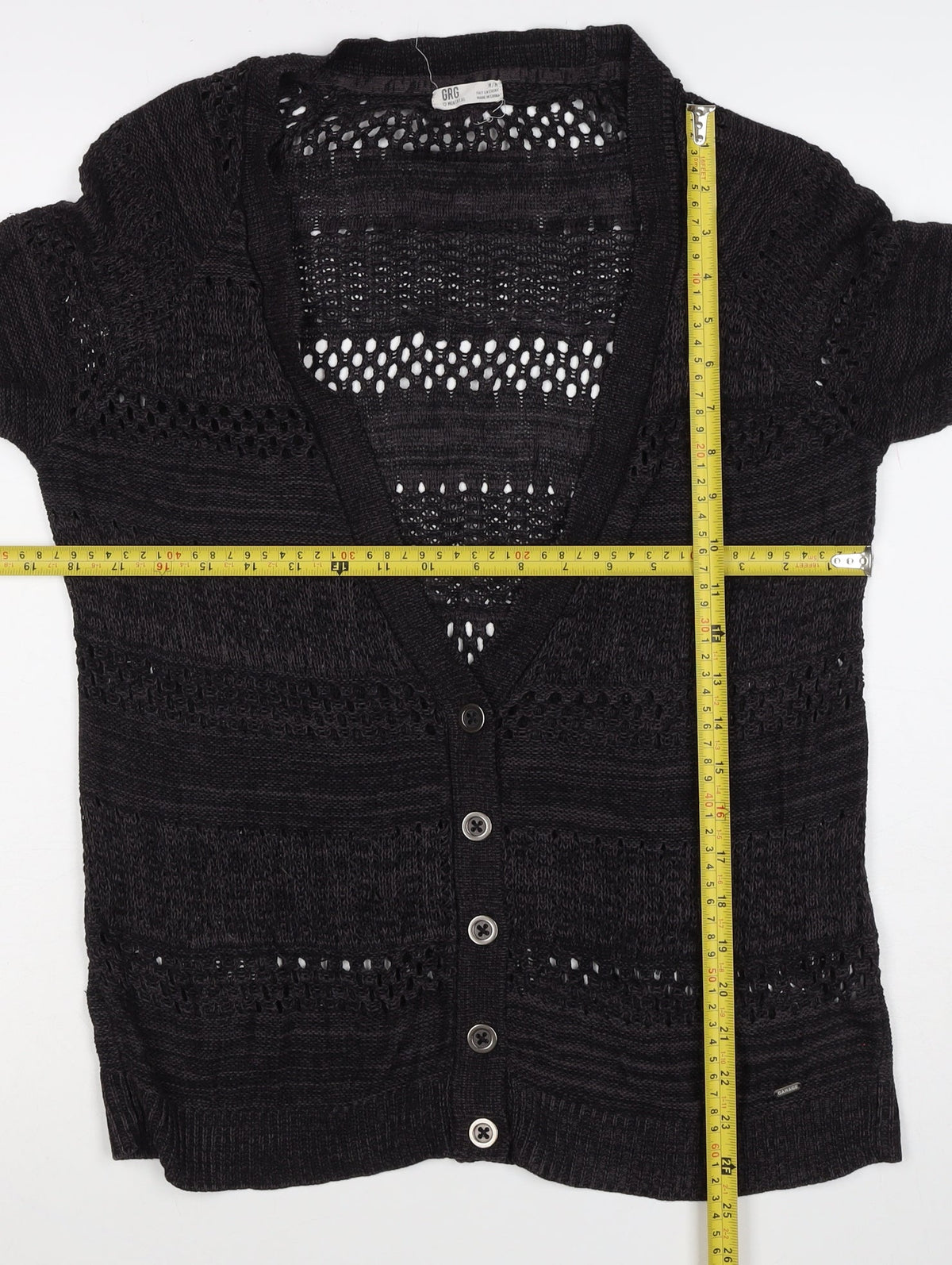 GRG Montreal Women’s Black M Open Knit V-Neck Button Cardigan