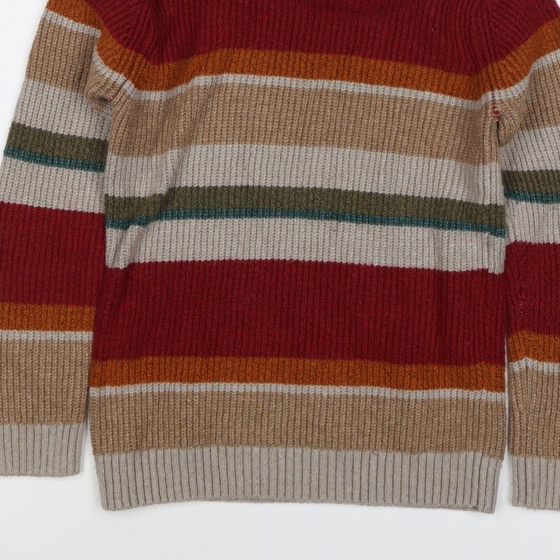 FatFace Boys Multicoloured Striped Hooded Knit Jumper 7-8 Years