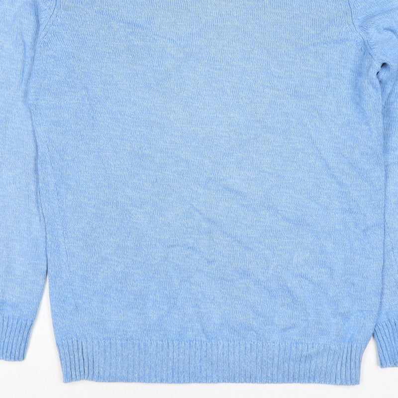 Atlantic Bay Men’s Blue Cotton Crew Neck Pullover Jumper Size S