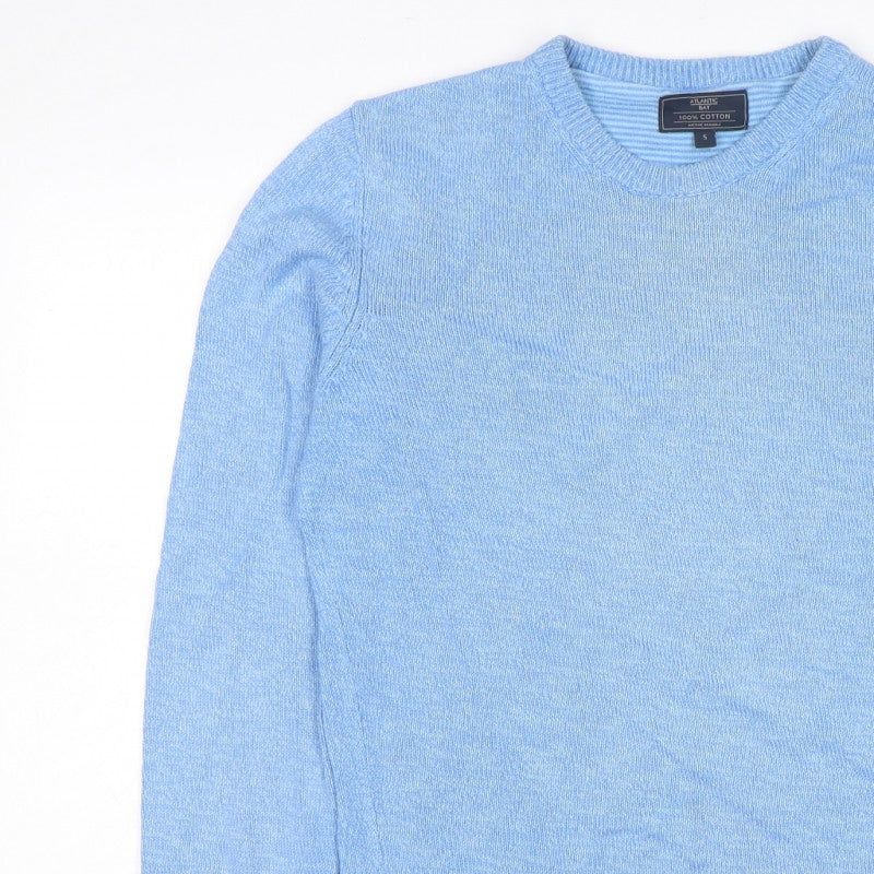 Atlantic Bay Men’s Blue Cotton Crew Neck Pullover Jumper Size S