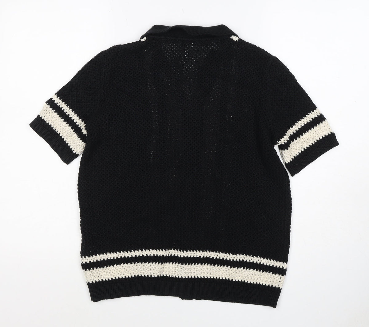 Marks and Spencer Boys Black Ivory Striped Knit Cardigan 12-13 Years