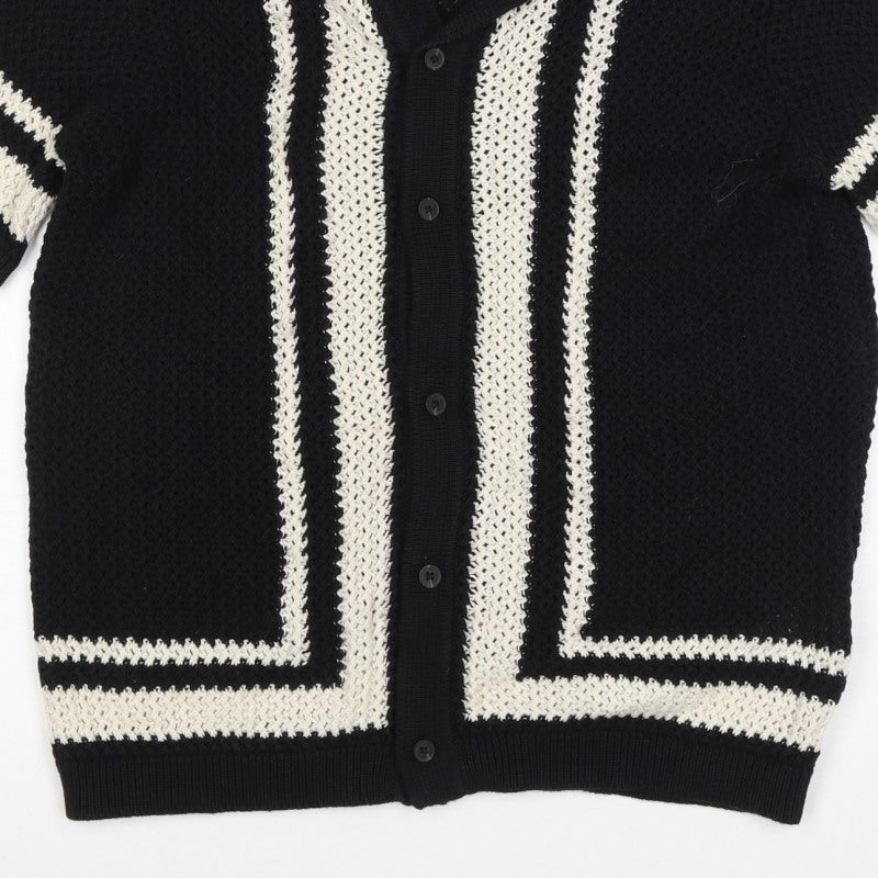 Marks and Spencer Boys Black Ivory Striped Knit Cardigan 12-13 Years