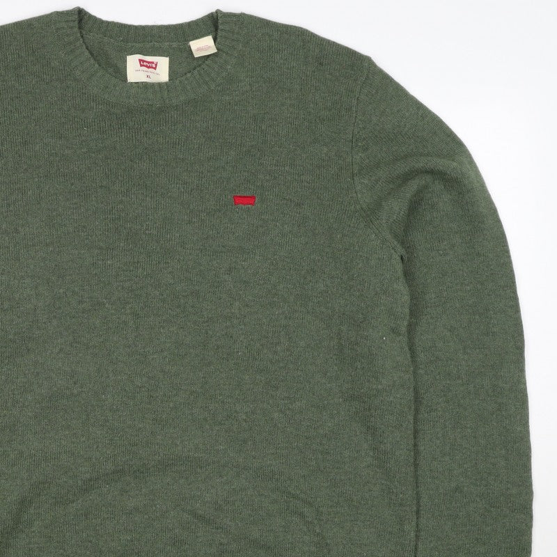 Levi's Men's Green XL Crew Neck Logo Knit Pullover Jumper