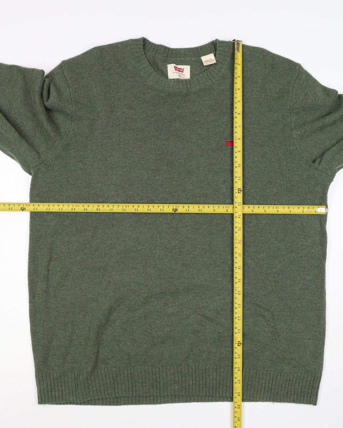 Levi's Men's Green XL Crew Neck Logo Knit Pullover Jumper