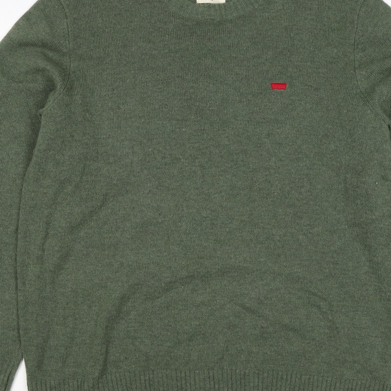 Levi's Men's Green XL Crew Neck Logo Knit Pullover Jumper