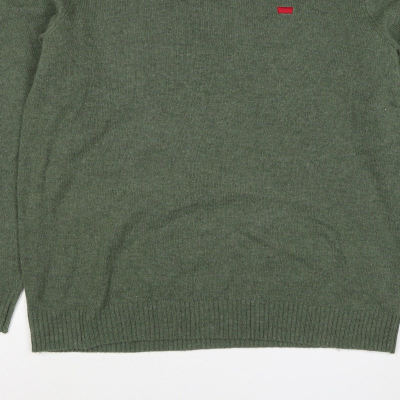 Levi's Men's Green XL Crew Neck Logo Knit Pullover Jumper
