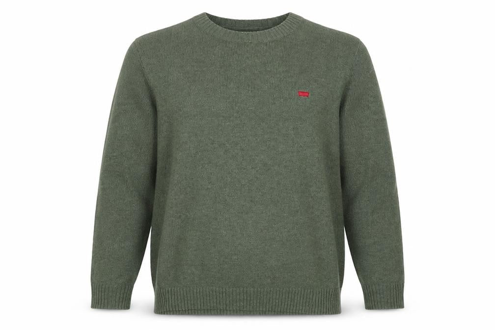 Levi's Men's Green XL Crew Neck Logo Knit Pullover Jumper