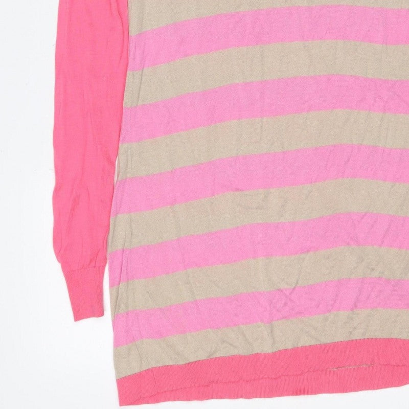 Mamas & Papas Women’s Pink Beige Striped Maternity Jumper UK 8