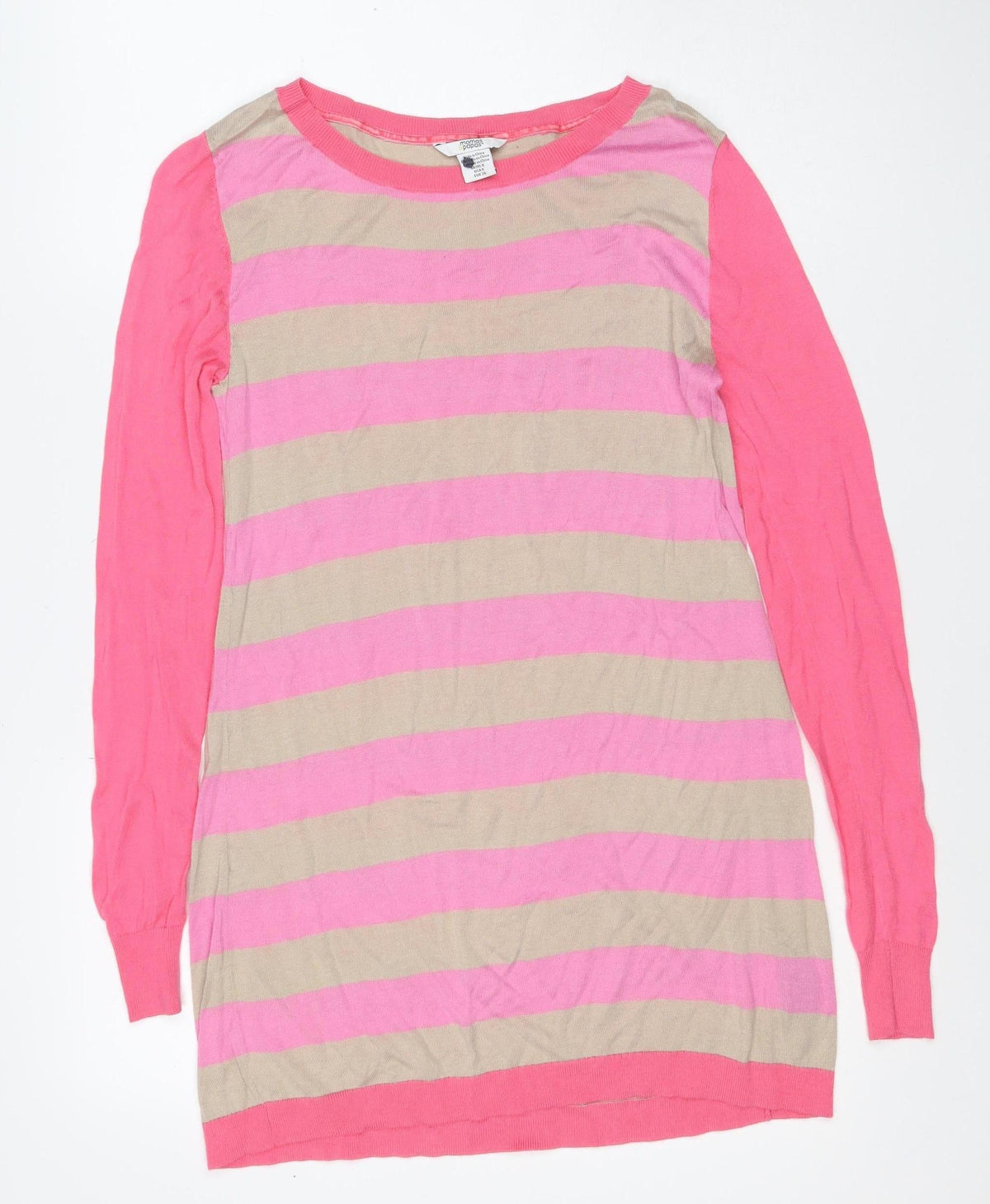 Mamas & Papas Women’s Pink Beige Striped Maternity Jumper UK 8