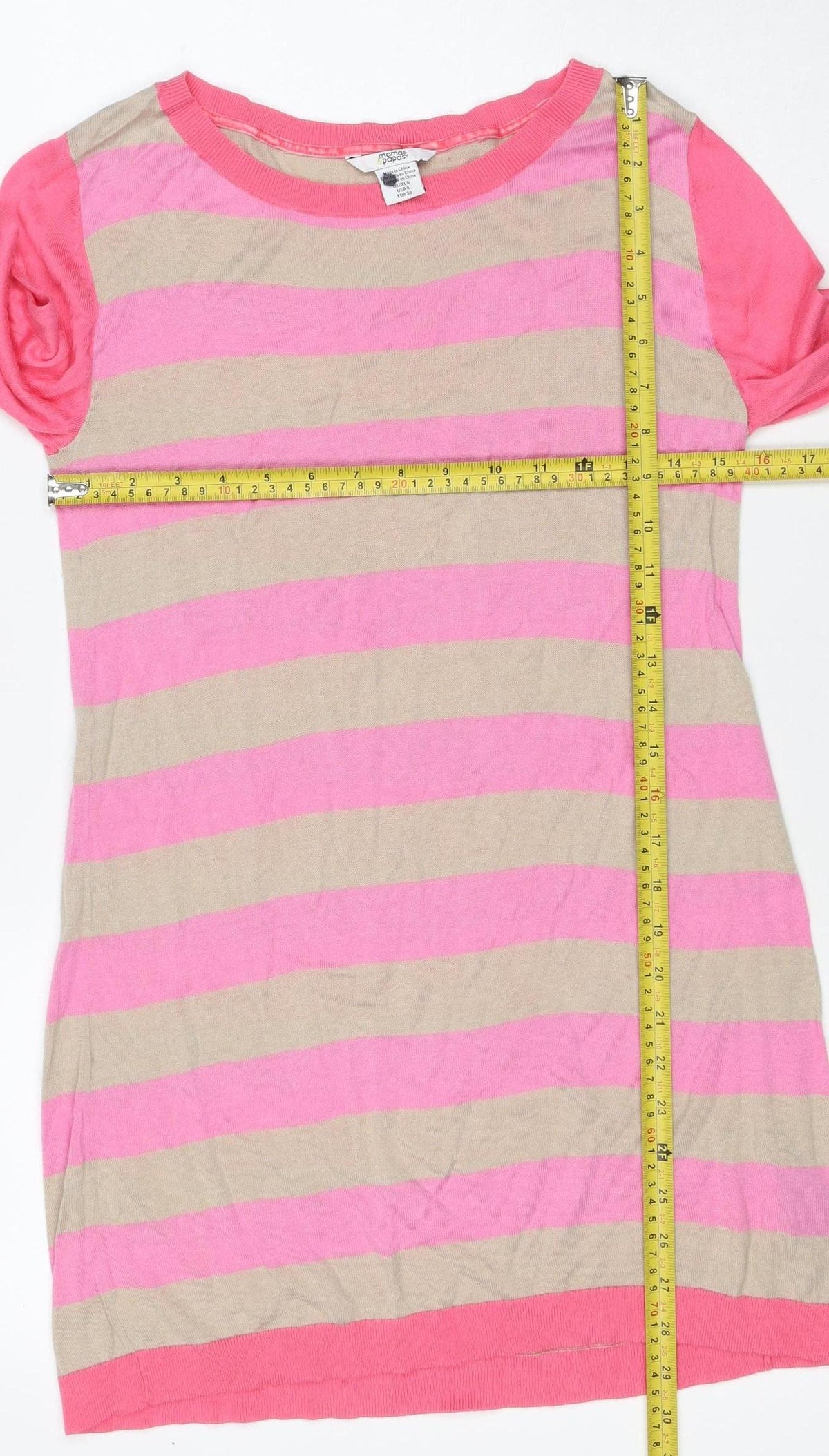 Mamas & Papas Women’s Pink Beige Striped Maternity Jumper UK 8