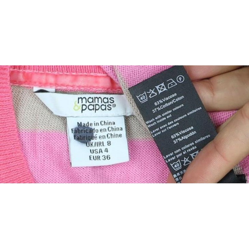 Mamas & Papas Women’s Pink Beige Striped Maternity Jumper UK 8