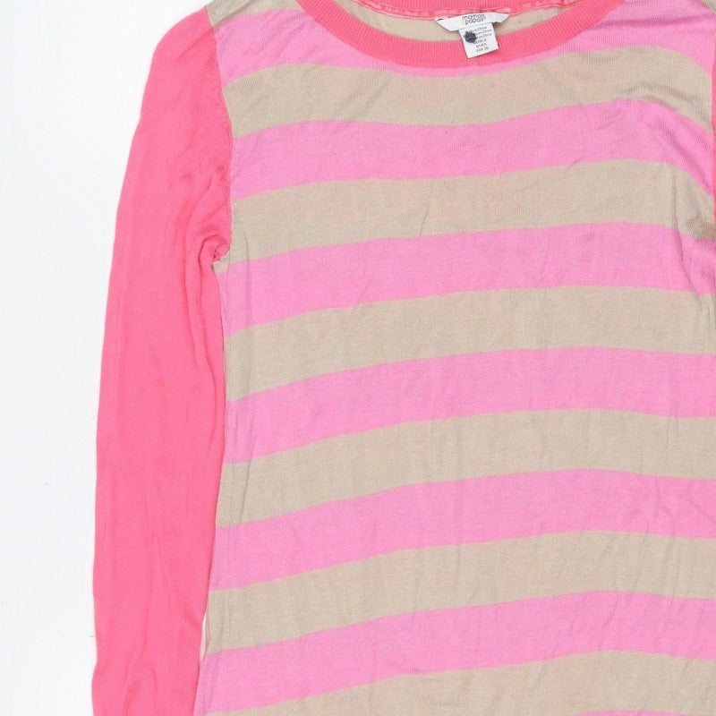 Mamas & Papas Women’s Pink Beige Striped Maternity Jumper UK 8