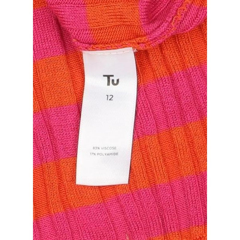 TU Women Multicoloured UK 12 Basic Ribbed Stripe Knit Top