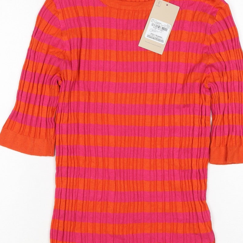 TU Women Multicoloured UK 12 Basic Ribbed Stripe Knit Top