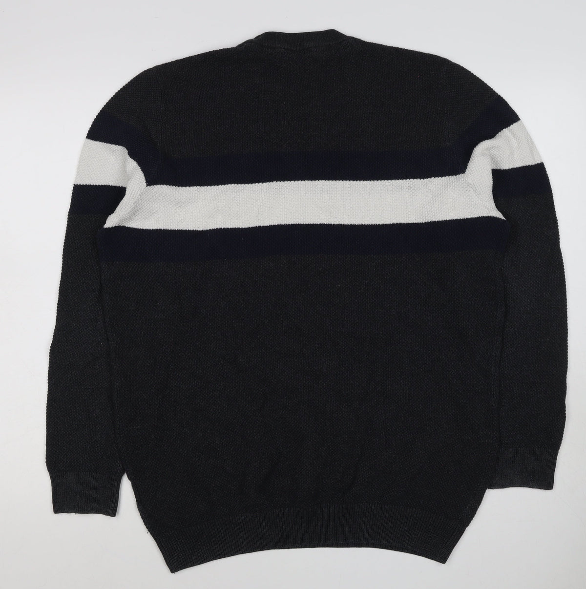 Tokyo Laundry Men’s Black White Stripe Knit Crew Neck Jumper XL
