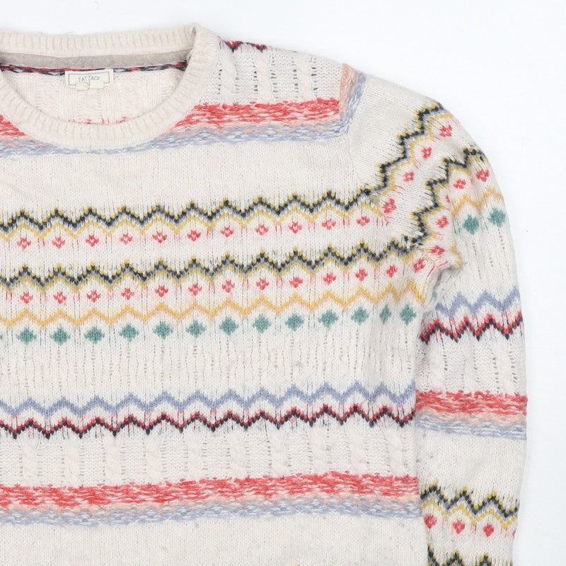 Fat Face Women’s Multicoloured Fair Isle Cable Knit Jumper UK 12