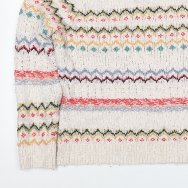 Fat Face Women’s Multicoloured Fair Isle Cable Knit Jumper UK 12